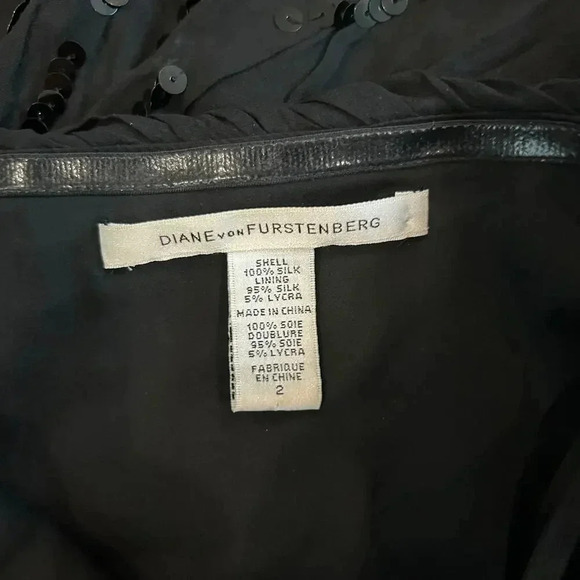 Diane Von Furstenberg Garvin Embellished Black Sequin Mini Dress Strapless Sze 2 - Picture 6 of 6